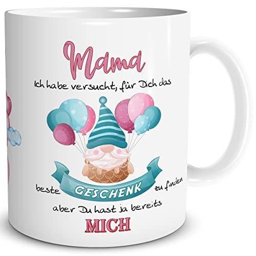 TRIOSK Mama Tasse Zwerg mit Beste Geschenk Spruch Ich habe versucht Muttertagsgeschenk lustig für Muttertag Frauen Mutter Geburtstag Freundin, Keramik 300ml von TRIOSK