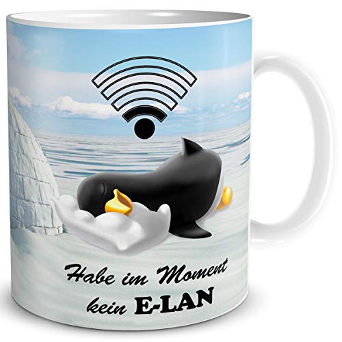 TRIOSK Pinguin Tasse Kein Elan mit Spruch lustig Geschenk für Arbeit Büro Frauen Freundin Kollegin Pinguinliebhaber, Keramik 300ml von TRIOSK