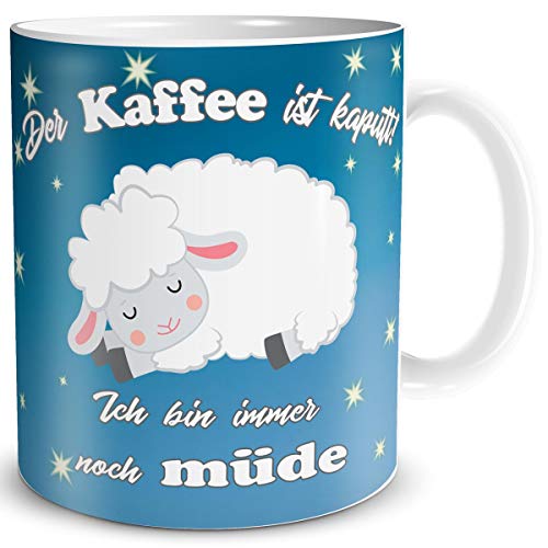 TRIOSK Schaf Tasse Kaffee Kaputt mit Spruch lustig Coffee Geschenk Schafmotiv für Arbeit Büro Frauen Freundin Kollegin Schaffans von TRIOSK