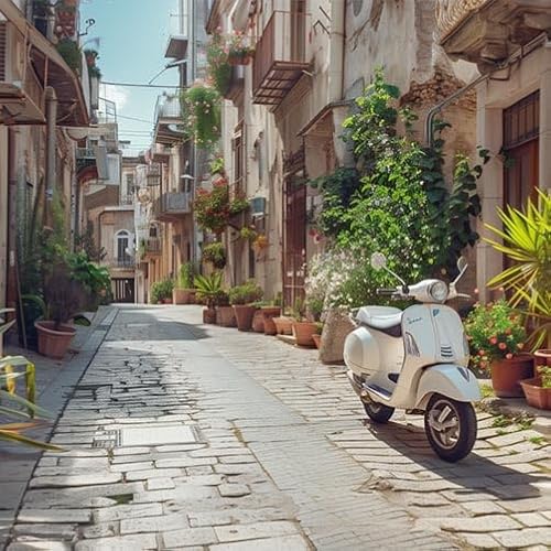 TRIOSK Sichtschutz Garten Dekoration Plane groß mit Motiv Gasse Mediterran Italien Roller Motivbanner Blickdicht für Terrasse Zaun Gartenzaun Gartenposter PVC Zaunblende 600x200 cm TRIOSK Sichtschutz Garten Dekoration Plane groß mit Motiv Gasse Mediterran Italien Roller Motivbanner Blickdicht für Terrasse Zaun Gartenzaun Gartenposter PVC Zaunblende 600x200 cm von TRIOSK
