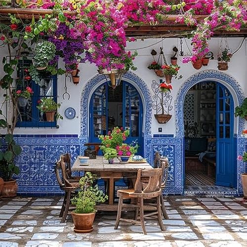 TRIOSK Sichtschutz Garten Dekoration Plane groß mit Motiv Landhaus Terrasse Mediterran Motivbanner Blickdicht für Terrasse Zaun Gartenzaun Gartenposter PVC Zaunblende 600x200 cm TRIOSK Sichtschutz Garten Dekoration Plane groß mit Motiv Landhaus Terrasse Mediterran Motivbanner Blickdicht für Terrasse Zaun Gartenzaun Gartenposter PVC Zaunblende 600x200 cm von TRIOSK