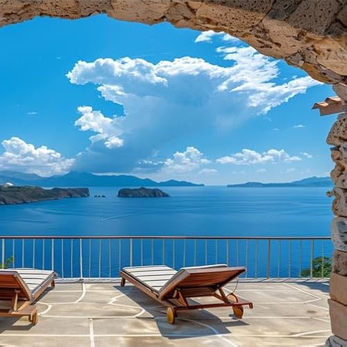 TRIOSK Sichtschutz Garten Dekoration Plane groß mit Motiv Mauer Tor Balkon Meer Blick Motivbanner Blickdicht für Terrasse Zaun Gartenzaun Gartenposter PVC Zaunblende 600x200 cm TRIOSK Sichtschutz Garten Dekoration Plane groß mit Motiv Mauer Tor Balkon Meer Blick Motivbanner Blickdicht für Terrasse Zaun Gartenzaun Gartenposter PVC Zaunblende 600x200 cm von TRIOSK