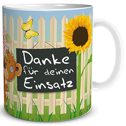 TRIOSK Tasse Danke lustig mit Spruch Bären Einsatz Dankeschön für Alles Geschenk Dankessprüche Frauen Freundin Männer Kollegen Chef Erzieher Bunt von TRIOSK