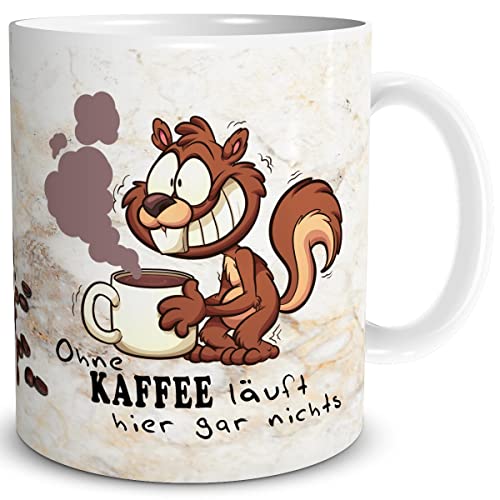 TRIOSK Tasse Eichhörnchen mit Kaffee Spruch lustig Kaffee Läuft Geschenk für Arbeit Büro Kollegen Frauen Männer Kaffeeliebhaber Beige, Keramik 300ml TRIOSK Tasse Eichhörnchen mit Kaffee Spruch lustig Kaffee Läuft Geschenk für Arbeit Büro Kollegen Frauen Männer Kaffeeliebhaber Beige, Keramik 300ml von TRIOSK