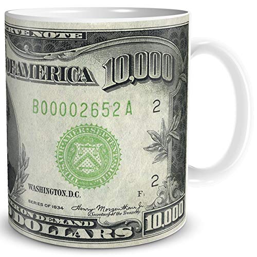 TRIOSK Tasse Geld Schein 10000 Dollar Banknote Dollarschein Geldschein Geldgeschenk Geschenk Verpackung für Hochzeit Geburtstag von TRIOSK