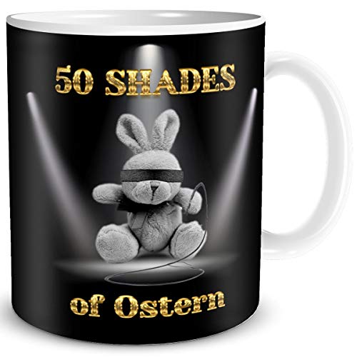 TRIOSK Tasse Hase Frohe Ostern Ostergeschenke Erwachsene mit Oster Hasen Spruch 50 Shades lustig für Frauen Männer Ostertassen Sprüche Geschenk, Keramik 300ml von TRIOSK