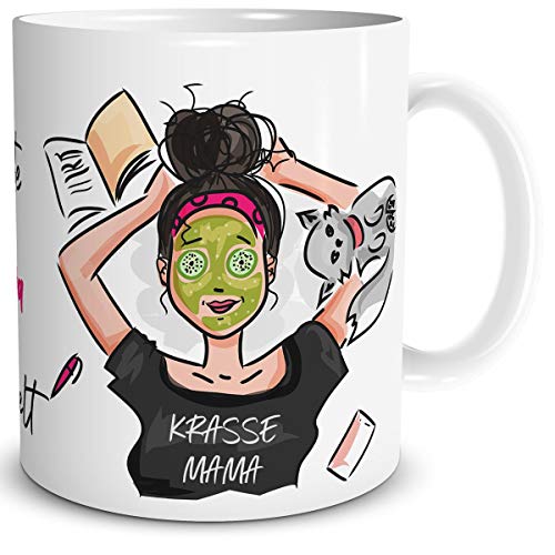 TRIOSK Tasse Beste Mama der Welt Muttertagsgeschenk lustig mit Spruch Krasse Mama Geschenk für Muttertag Frauen Freundin Geburtstag Ostern, Keramik 300ml von TRIOSK