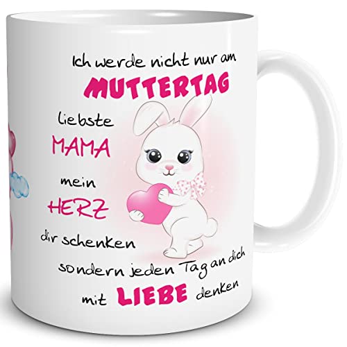 TRIOSK Tasse Mama Hase Herz mit Spruch Jeden Tag an dich denken Geschenk lustig für Muttertag Frauen Freundin Mutter Geburtstag Ostern Weihnachten, Keramik 300ml TRIOSK Tasse Mama Hase Herz mit Spruch Jeden Tag an dich denken Geschenk lustig für Muttertag Frauen Freundin Mutter Geburtstag Ostern Weihnachten, Keramik 300ml von TRIOSK