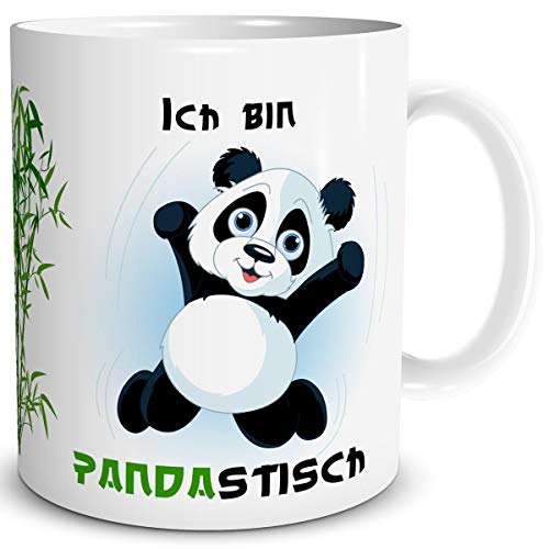 TRIOSK Pandabär Tasse Panda mit Spruch lustig Pandastisch Bären Geschenk Pandaliebe für Arbeit Büro Kollegin Frauen Freundin Pandaliebhaber von TRIOSK