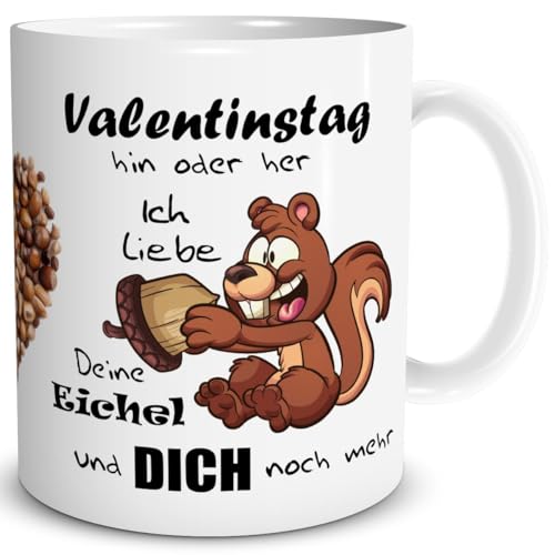 TRIOSK Tasse Valentinstag Eichhörnchen mit Spruch Eichel Liebe Geschenk lustig für Ihn Männer Freund verliebte Frauen Weiß, Keramik 300ml von TRIOSK