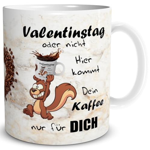 TRIOSK Tasse Valentinstag Eichhörnchen mit Spruch Kaffee Kommt Geschenk lustig für Sie Ihn Frauen Männer verliebte Paare Beige, Keramik 300ml TRIOSK Tasse Valentinstag Eichhörnchen mit Spruch Kaffee Kommt Geschenk lustig für Sie Ihn Frauen Männer verliebte Paare Beige, Keramik 300ml von TRIOSK