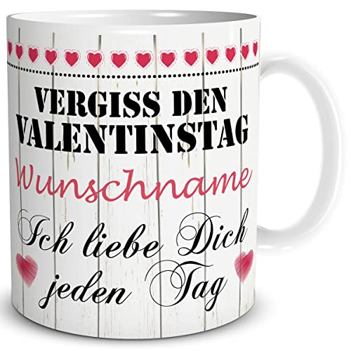TRIOSK Tasse Vergiss den Valentinstag mit Namen personalisiert Spruch Ich liebe Dich Geschenk lustig für Sie Ihn Frauen Männer verliebte Paare Rot, Keramik 300ml TRIOSK Tasse Vergiss den Valentinstag mit Namen personalisiert Spruch Ich liebe Dich Geschenk lustig für Sie Ihn Frauen Männer verliebte Paare Rot, Keramik 300ml von TRIOSK