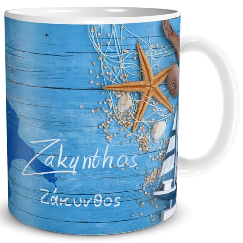TRIOSK Tasse Zakynthos Griechenland Insel Souvenir Geschenk Mediterran für Reiselustige Weltenbummler Frauen Männer Büro Kollegen, Keramik 300ml TRIOSK Tasse Zakynthos Griechenland Insel Souvenir Geschenk Mediterran für Reiselustige Weltenbummler Frauen Männer Büro Kollegen, Keramik 300ml von TRIOSK