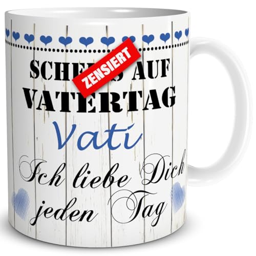 TRIOSK Tasse auf Vatertag Vati mit Spruch Vatertagsgeschenk lustig Ich Liebe Dich Geschenk für Bester Papa Männer Geburtstag Freund, Keramik 300ml von TRIOSK