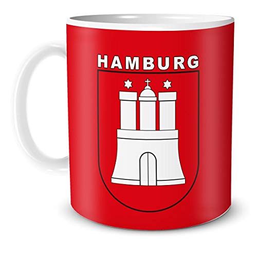 TRIOSK Teebecher Stadt Hamburg Wappen Städte Geschenk Tassen Reise Reise Souvenir für Weltenbummler von TRIOSK