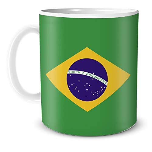 TRIOSK Teebecher mit Flagge Brasilien Länder Flaggen Geschenk Tassen Reise Souvenir Brazil für reiselustige Weltenbummler von TRIOSK