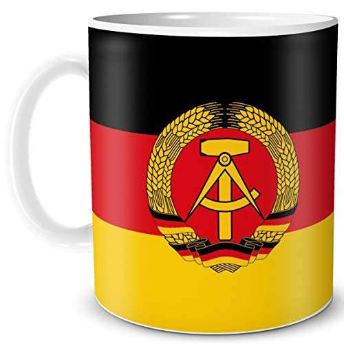 TRIOSK Teebecher mit Flagge DDR Länder Flaggen Geschenk Tassen Reise Souvenir Deutsche Demokratische Republik für Ost Nostalgiker von TRIOSK