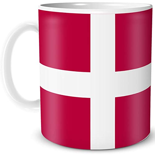 TRIOSK Teebecher mit Flagge Dänemark Länder Flaggen Geschenk Tassen Reise Souvenir Danmark Skandinavien für reiselustige Weltenbummler von TRIOSK