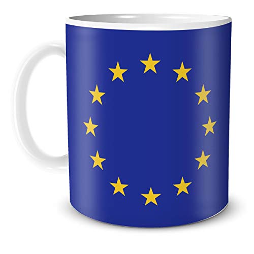 TRIOSK Teebecher mit Flagge Europa Länder Flaggen Geschenk Tassen Reise Souvenir Europäische Union für reiselustige Weltenbummler von TRIOSK