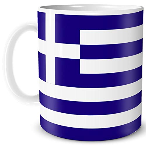 TRIOSK Teebecher mit Flagge Griechenland Länder Flaggen Geschenk Tassen Reise Souvenir Greece für reiselustige Weltenbummler von TRIOSK