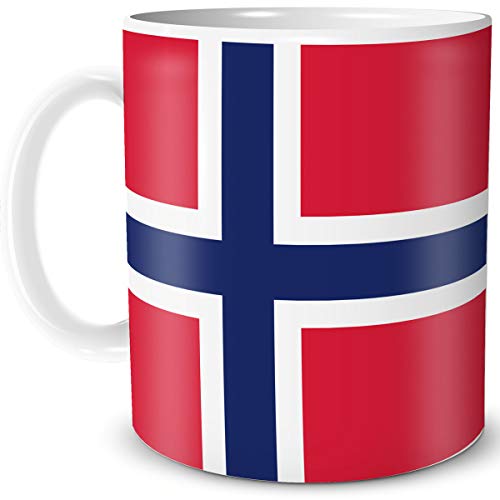 TRIOSK Teebecher mit Flagge Norwegen Länder Flaggen Geschenk Tassen Reise Souvenir Norge Skandinavien für reiselustige Weltenbummler von TRIOSK