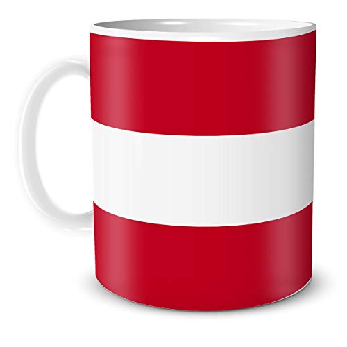 TRIOSK Teebecher mit Flagge Österreich Länder Flaggen Geschenk Tassen Reise Souvenir Austria für reiselustige Weltenbummler von TRIOSK