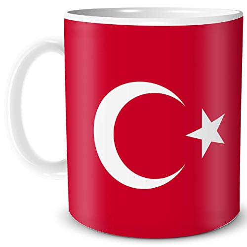 TRIOSK Teebecher mit Flagge Türkei Länder Flaggen Geschenk Tassen Reise Souvenir Türkiye für reiselustige Weltenbummler von TRIOSK