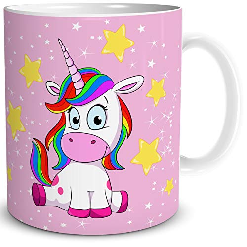 TRIOSK Tasse Einhorn lustig mit Regenbogen Unicorn Lady Sit-in Geschenk für Einhornfans Frauen Freundin Mädchen Kinder Geburtstag Rosa von TRIOSK