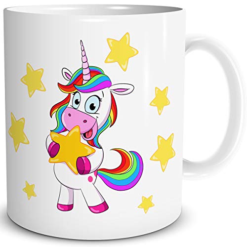 Tasse Einhorn lustig mit Regenbogen Unicorn Lady Star Geschenk für Einhornfans Frauen Freundin Mädchen Kinder Geburtstag Bunt von TRIOSK