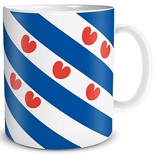 TRIOSK Tasse Flagge Friesland Länder Flaggen Geschenk Niederlande Souvenir Fryslan für Reiselustige Frauen Männer Arbeit Büro Weltenbummler von TRIOSK