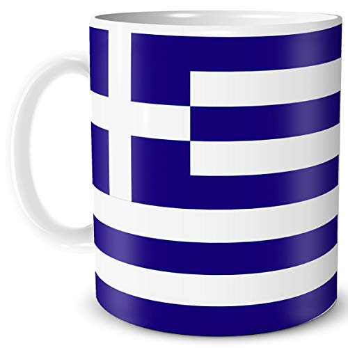 TRIOSK Tasse Flagge Griechenland Länder Flaggen Geschenk Balkan Souvenir Greece für Reiselustige Frauen Männer Arbeit Büro Weltenbummler von TRIOSK