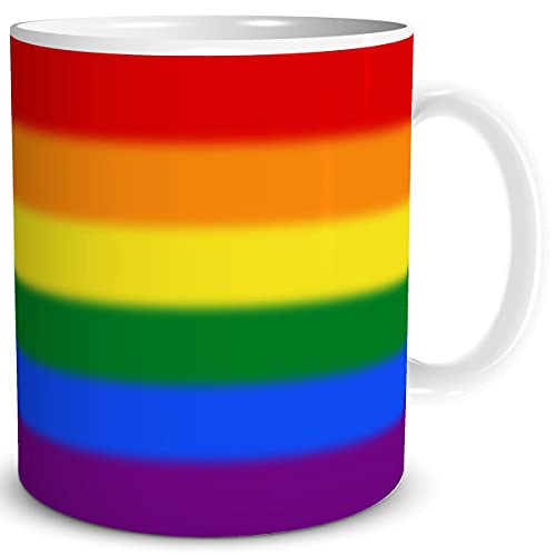 TRIOSK Tasse Regenbogen Flagge Rainbow Liebe LGBT Liebestassen Geschenk für verliebte Paare Valentinstag Männer Frauen Bunt, Keramik 300ml von TRIOSK