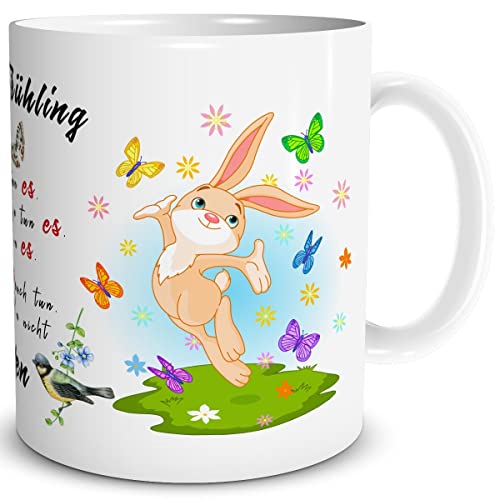 TRIOSK Tasse Hase Frühling mit Spruch Alle tun es lustig Frohe Ostergeschenke Erwachsene Ostern Sprüche Geschenk Ostertassen für Frauen Männer, Keramik 300ml von TRIOSK