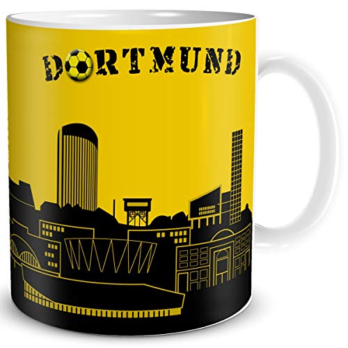 Tasse Dortmund Stadt Skyline mit Spruch lustig für Männer Jungs Kollegen Fußball Freunde Fußballer Geschenk Gelb Schwarz von TRIOSK