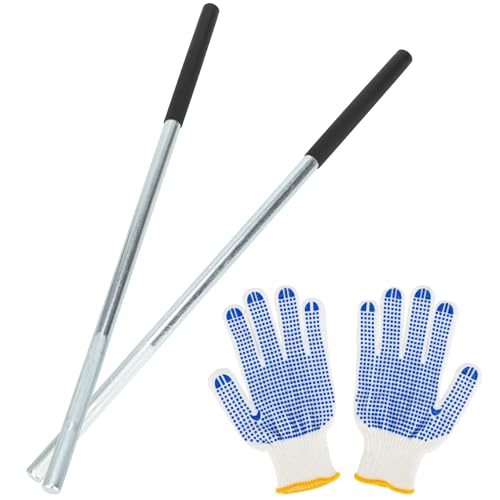 2 Pack Wickelstangen für Garagentorsionsfedern mit rutschfestem Gummigriff, Zinkstahl-Wickelstangen Hardware zum Einstellen oder Ersetzen von Garagentor-Spannfedern, rutschfeste Handschuhe enthalten, von TRIPLE DEER