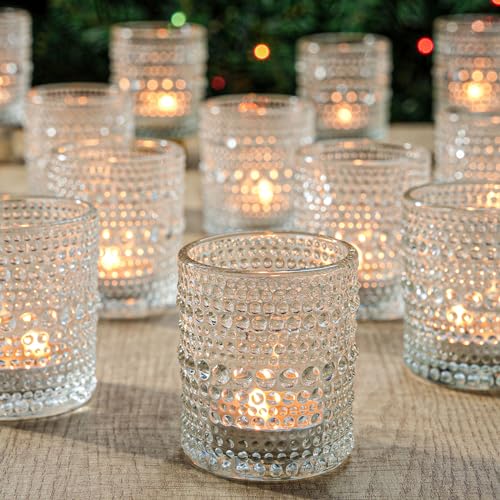 Votivkerzenhalter, 5 x 6,3 cm, klares Glas, Teelichthalter, DIY-Wachsfüllung, Teelichthalter für Tafelaufsatz, Hochzeitsdekoration, Heimdekoration (transparent, 36) von TRIRITE