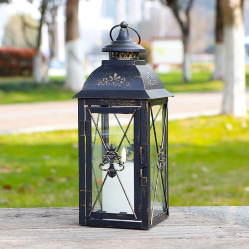 TRIROCKS Hängende Kerzenlaterne Mit Metallring 46 cm Hoch Kerzenständer Marokkanisch Vintage Gartenlaterne Für Draußen Balkon Eingang Outdoor Tisch Wohnzimmer Weihnacht (Groß Creme) von TRIROCKS