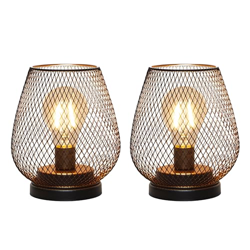 TRIROCKS Set Von 2 Outdoor Vintage Dekorative Batteriebetriebene Tischlampe Metallkäfig Kabellose Laternen Mit LED Birne Für Hochzeiten Partys Patio Events Für Innen Regaldekoration von TRIROCKS