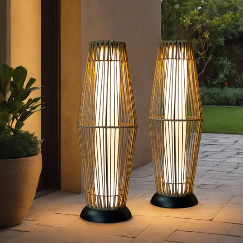 TRIROCKS Solar-Rattan-Stehlampe für den Außenbereich 2 Stück Solarbetriebene Gartenlaterne aus Korbgeflecht mit Olifen-Seil Wasserdicht Solar-LED-Außenleuchte für Veranda Hof Weg Terrasse Garten Rasen TRIROCKS Solar-Rattan-Stehlampe für den Außenbereich 2 Stück Solarbetriebene Gartenlaterne aus Korbgeflecht mit Olifen-Seil Wasserdicht Solar-LED-Außenleuchte für Veranda Hof Weg Terrasse Garten Rasen von TRIROCKS