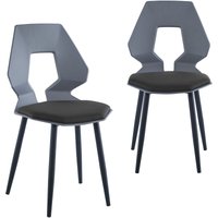 Trisens - 2er 4er Set Design Stühle Esszimmerstühle Küchenstühle Wohnzimmerstuhl Bürostuhl Kunststoff , 2 St., Grau / Schwarz von TRISENS