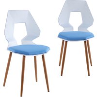 Trisens - 2er 4er Set Design Stühle Esszimmerstühle Küchenstühle Wohnzimmerstuhl Bürostuhl Kunststoff , 2 St., Weiß / Hellblau von TRISENS