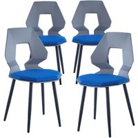 2er 4er Set Design Stühle Esszimmerstühle Küchenstühle Wohnzimmerstuhl Bürostuhl Kunststoff , 4 St., Grau / Dunkelblau von TRISENS