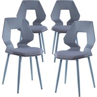 2er 4er Set Design Stühle Esszimmerstühle Küchenstühle Wohnzimmerstuhl Bürostuhl Kunststoff , 4 St., Grau / Grau von TRISENS