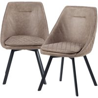 Essstuhl Esszimmerstuhl Designstühle pu Lederbezug in Antik Optik Küchenstuhl, Taupe, 2 St. von TRISENS