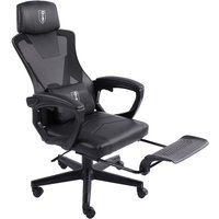 Gaming Stuhl im modernen Racing-Design mit einklappbarer Fußstütze - Gaming Chair mit flexiblen Armlehnen - ergonomischer Gaming Schreibtischstuhl von TRISENS