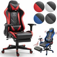 Gaming Stuhl mit Fußstütze und ergonomsichen 4D-Armlehnen gaming chair in ergonomischer Sportsitz Optik Gamer Stuhl mit verstellbaren von TRISENS