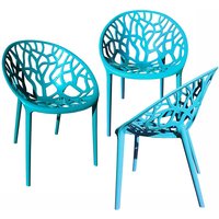 Gartenstuhl Kunststoff Stapelstuhl Bistrostuhl Küchenstuhl Stuhl Stapelbar, Blau, 3 St. von TRISENS
