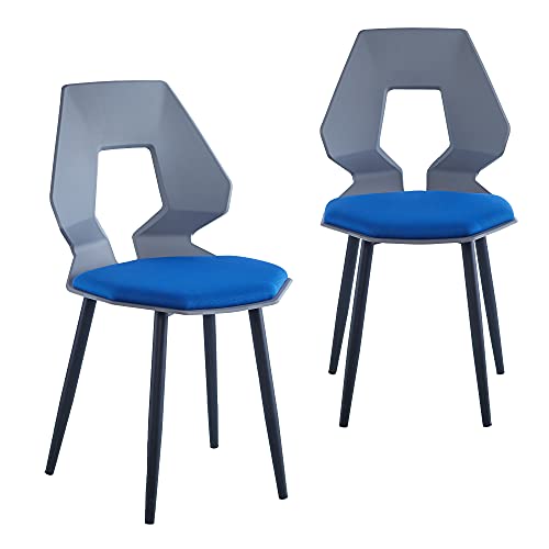 TRISENS 2er 4er Set Design Stühle Esszimmerstühle Küchenstühle Wohnzimmerstuhl Bürostuhl Kunststoff, Farbe:Grau/Dunkelblau, Menge:2 St. von TRISENS