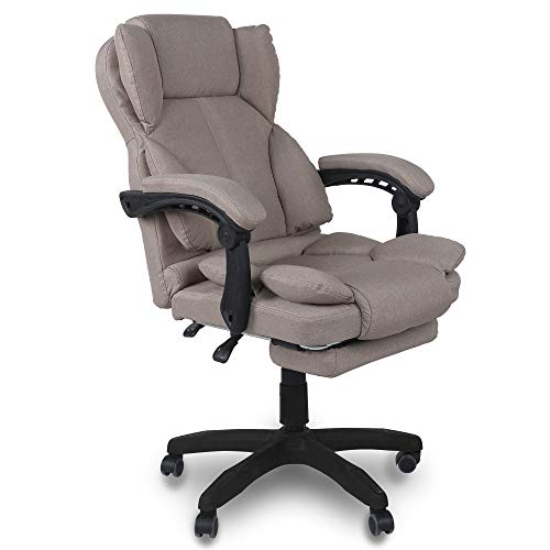 TRISENS Bürostuhl, ergonomischer Schreibtischstuhl Stoff Chefsessel mit gepolsterten Armlehnen und Kopfunterstützung, Höheverstellbar 360°Bürodrehstuhl Stoff Drehstuhl, Farbe:Taupe von TRISENS