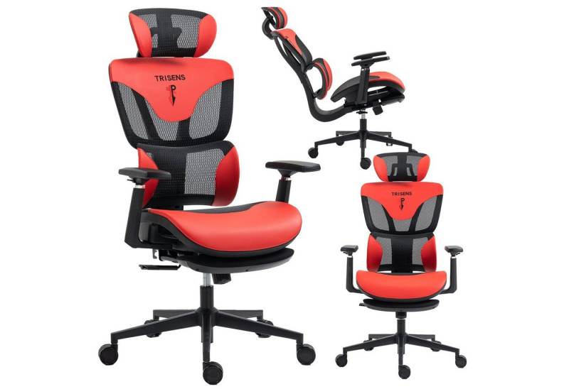 TRISENS Drehstuhl Tyrone (1 Stück), Gaming Schreibtischstuhl mit ergonomischer Lordosen- und Kopfstütze von TRISENS